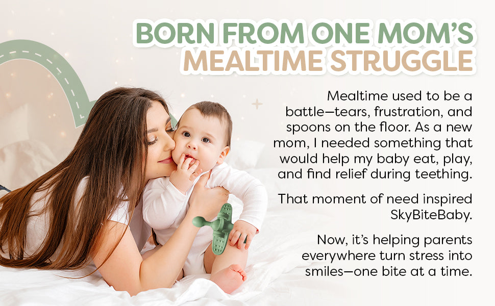 SkyBiteBaby™ 2-Pack Bundle — 3-in-1 Teether Spoon & Self Feeding Tool | Food-Grade Silicone | Ages 6M+